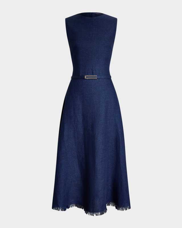 Briella Sleeveless Linen Dobby Midi Dress
